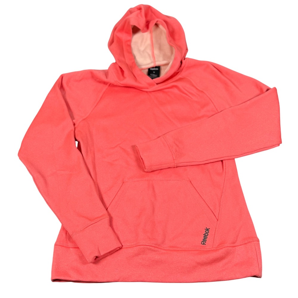 Reebok Small Fleece Hoodie Kangaroo Pocket Sweatshirt Athleisure Activewear Cozy